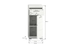 Unterschrank SCHLOONSEE, Breite 37cm, 1 Tür, 1 Schubkasten, 2 Fächer, MDF-Front in verschiedenen Farben erhältlich, Badmöbel, Badschrank, Kommode, Bad Schloonsee