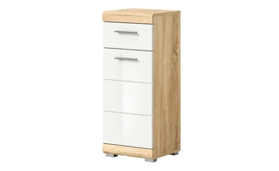 Unterschrank SCHLOONSEE, Breite 37cm, 1 Tür, 1 Schubkasten, 2 Fächer, MDF-Front in verschiedenen Farben erhältlich, Badmöbel, Badschrank, Kommode, Bad Schloonsee