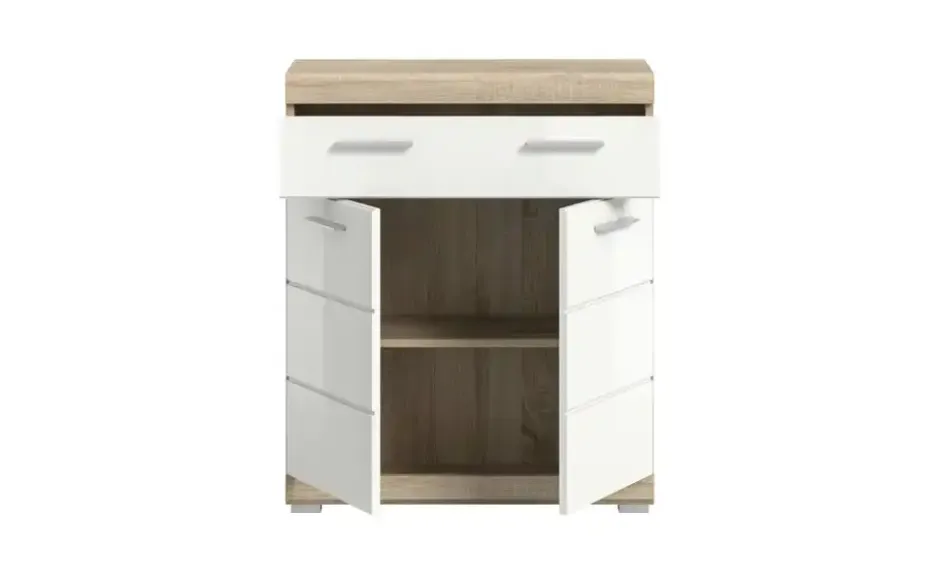 Unterschrank SCHLOONSEE, Breite 74cm, 2 Tür, 1 Schubkasten, 2 Fächer, MDF-Front in verschiedenen Farben erhältlich, Badmöbel, Badschrank, Kommode, Bad Schloonsee