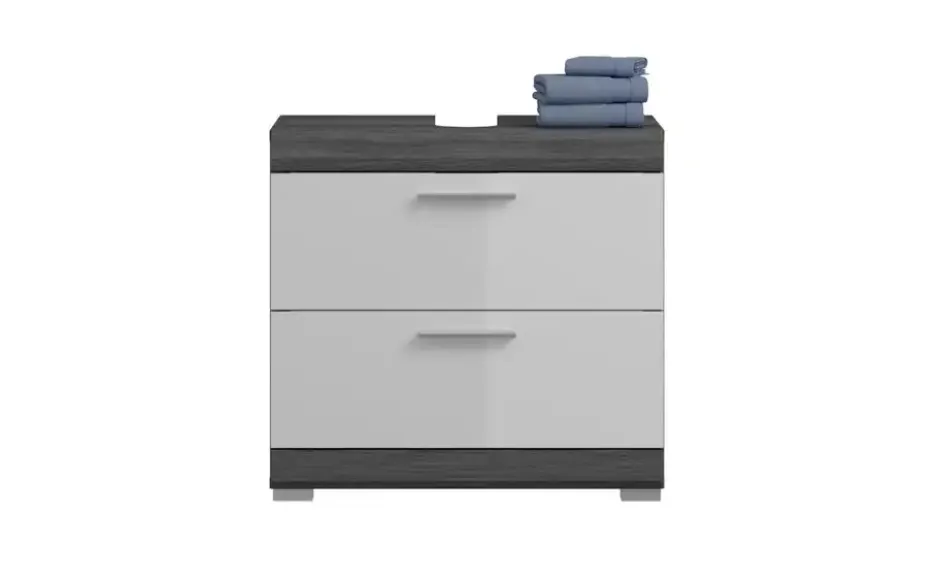 Waschbeckenunterschrank SCHLOONSEE, Breite 60cm, 2 Schubkästen, mit Siphonausschnitt, MDF-Front in verschiedenen Farben erhältlich, Badmöbel, Badschrank, Kommode, Bad Schloonsee