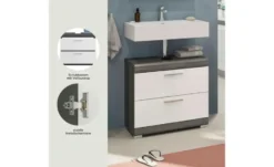 Waschbeckenunterschrank SCHLOONSEE, Breite 60cm, 2 Schubkästen, mit Siphonausschnitt, MDF-Front in verschiedenen Farben erhältlich, Badmöbel, Badschrank, Kommode, Bad Schloonsee