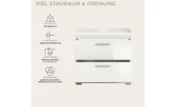 Waschbeckenunterschrank SCHLOONSEE, Breite 60cm, 2 Schubkästen, mit Siphonausschnitt, MDF-Front in verschiedenen Farben erhältlich, Badmöbel, Badschrank, Kommode, Bad Schloonsee