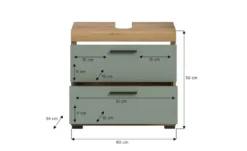 Waschbeckenunterschrank SCHLOONSEE, Breite 60cm, 2 Schubkästen, mit Siphonausschnitt, MDF-Front in verschiedenen Farben erhältlich, Badmöbel, Badschrank, Kommode, Bad Schloonsee