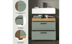 Waschbeckenunterschrank SCHLOONSEE, Breite 60cm, 2 Schubkästen, mit Siphonausschnitt, MDF-Front in verschiedenen Farben erhältlich, Badmöbel, Badschrank, Kommode, Bad Schloonsee