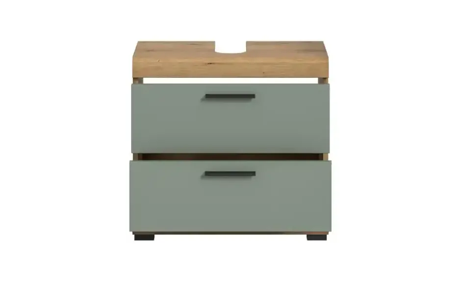 Waschbeckenunterschrank SCHLOONSEE, Breite 60cm, 2 Schubkästen, mit Siphonausschnitt, MDF-Front in verschiedenen Farben erhältlich, Badmöbel, Badschrank, Kommode, Bad Schloonsee