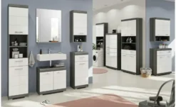 Waschbeckenunterschrank SCHLOONSEE, Breite 60cm, 2 Tür, 2 Fächer, mit Siphonausschnitt, MDF-Front in verschiedenen Farben erhältlich, Badmöbel, Badschrank, Kommode, Bad Schloonsee
