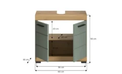 Waschbeckenunterschrank SCHLOONSEE, Breite 60cm, 2 Tür, 2 Fächer, mit Siphonausschnitt, MDF-Front in verschiedenen Farben erhältlich, Badmöbel, Badschrank, Kommode, Bad Schloonsee